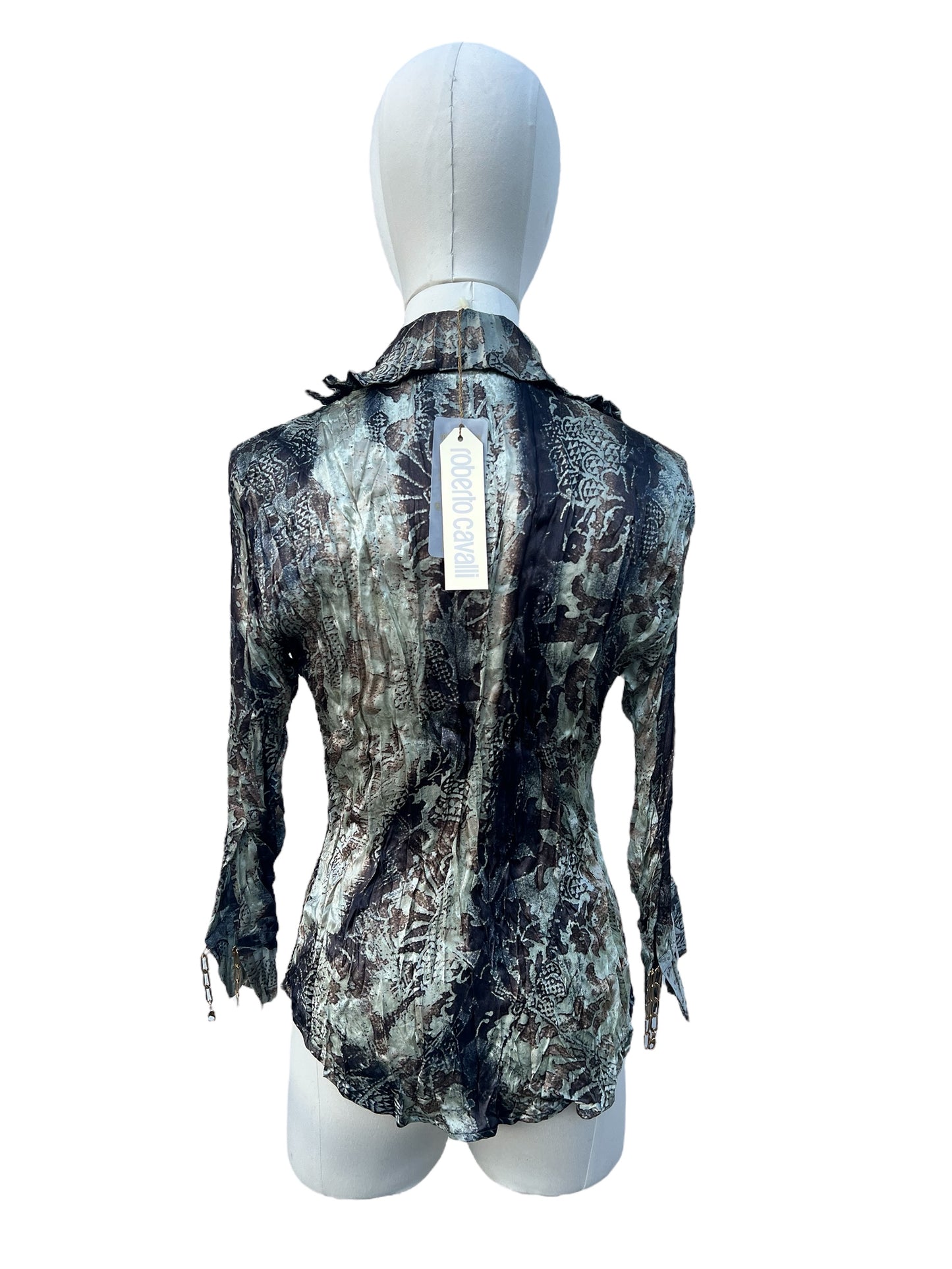 Roberto Cavalli silk printed crinckle shirt