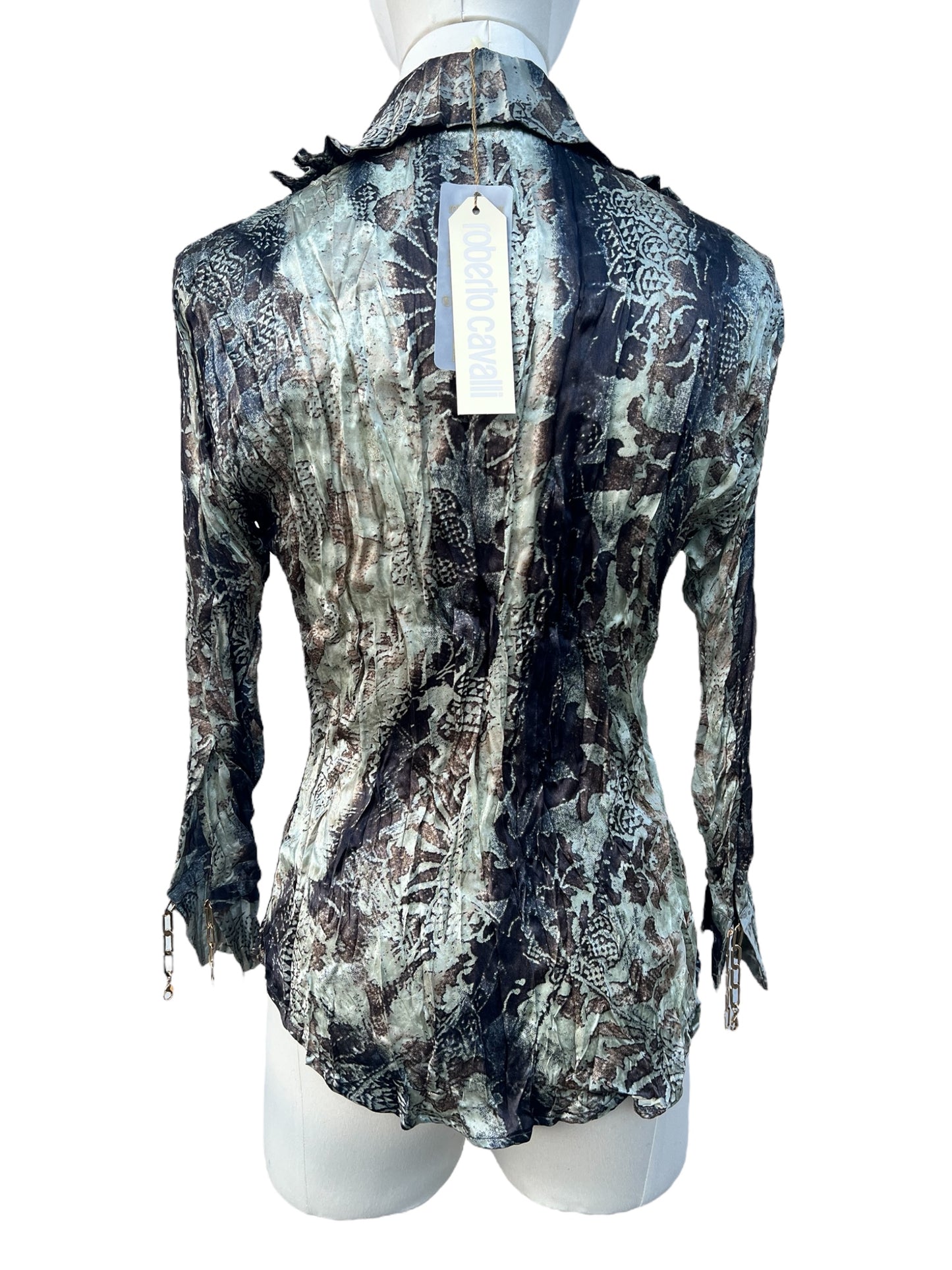 Roberto Cavalli silk printed crinckle shirt