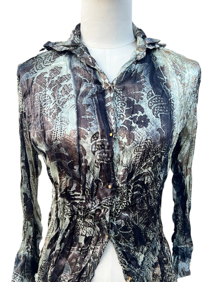 Roberto Cavalli silk printed crinckle shirt