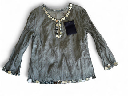 Prada SS 1999 Crushed Silk Mirror-Embellished Ensemble