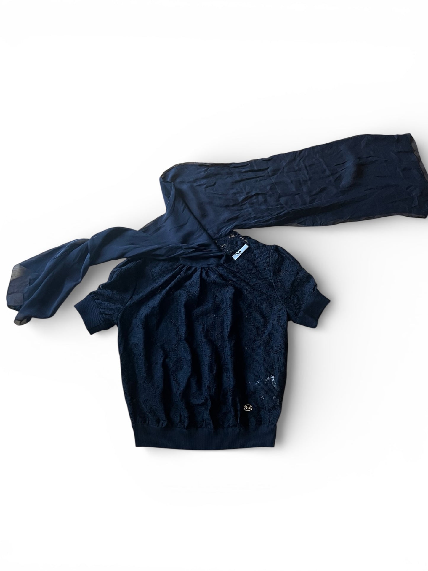 Dolce & Gabbana Vintage Lace Top with Tie-Neck