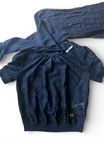 Dolce & Gabbana Vintage Lace Top with Tie-Neck