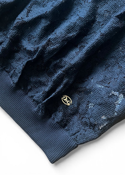 Dolce & Gabbana Vintage Lace Top with Tie-Neck