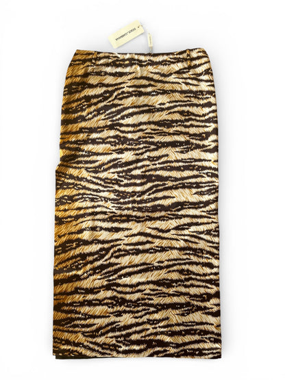 Dolce & Gabbana Vintage Tiger Print & Denim Maxi Skirt – Y2K Patchwork Animal Print Skirt – Made in Italy
