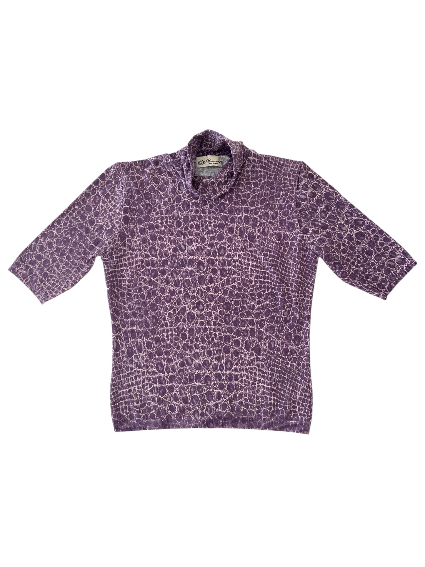 Blumarine vintage  Knit Top – Purple Croc Print Turtleneck