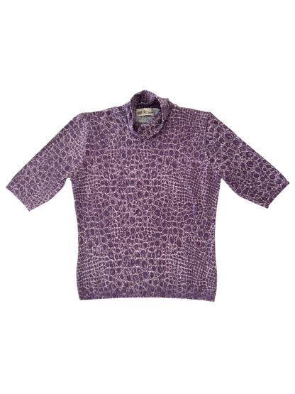 Blumarine vintage  Knit Top – Purple Croc Print Turtleneck