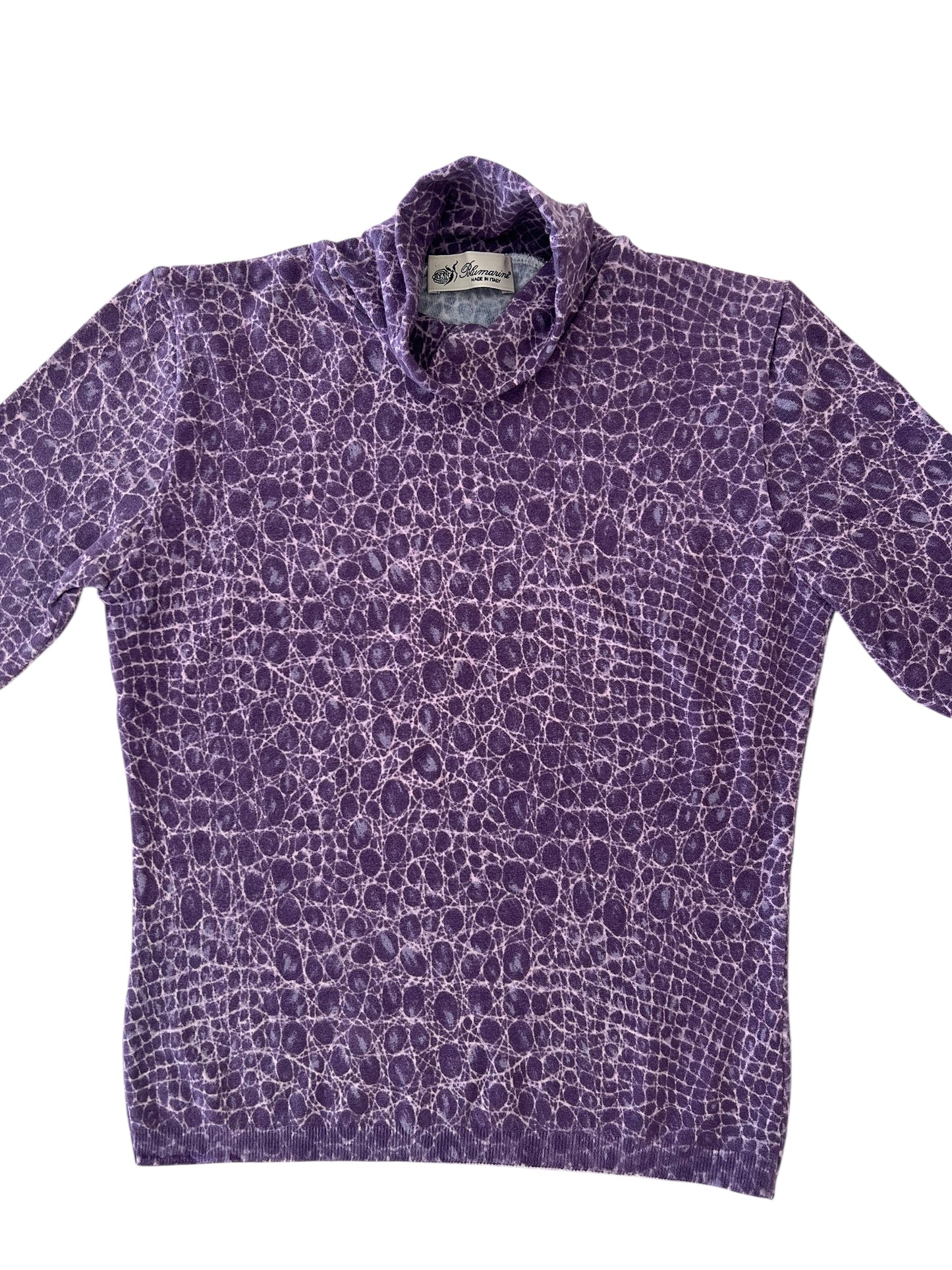 Blumarine vintage  Knit Top – Purple Croc Print Turtleneck