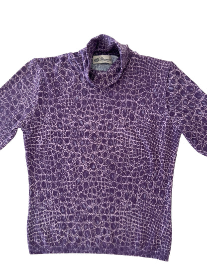 Blumarine vintage  Knit Top – Purple Croc Print Turtleneck