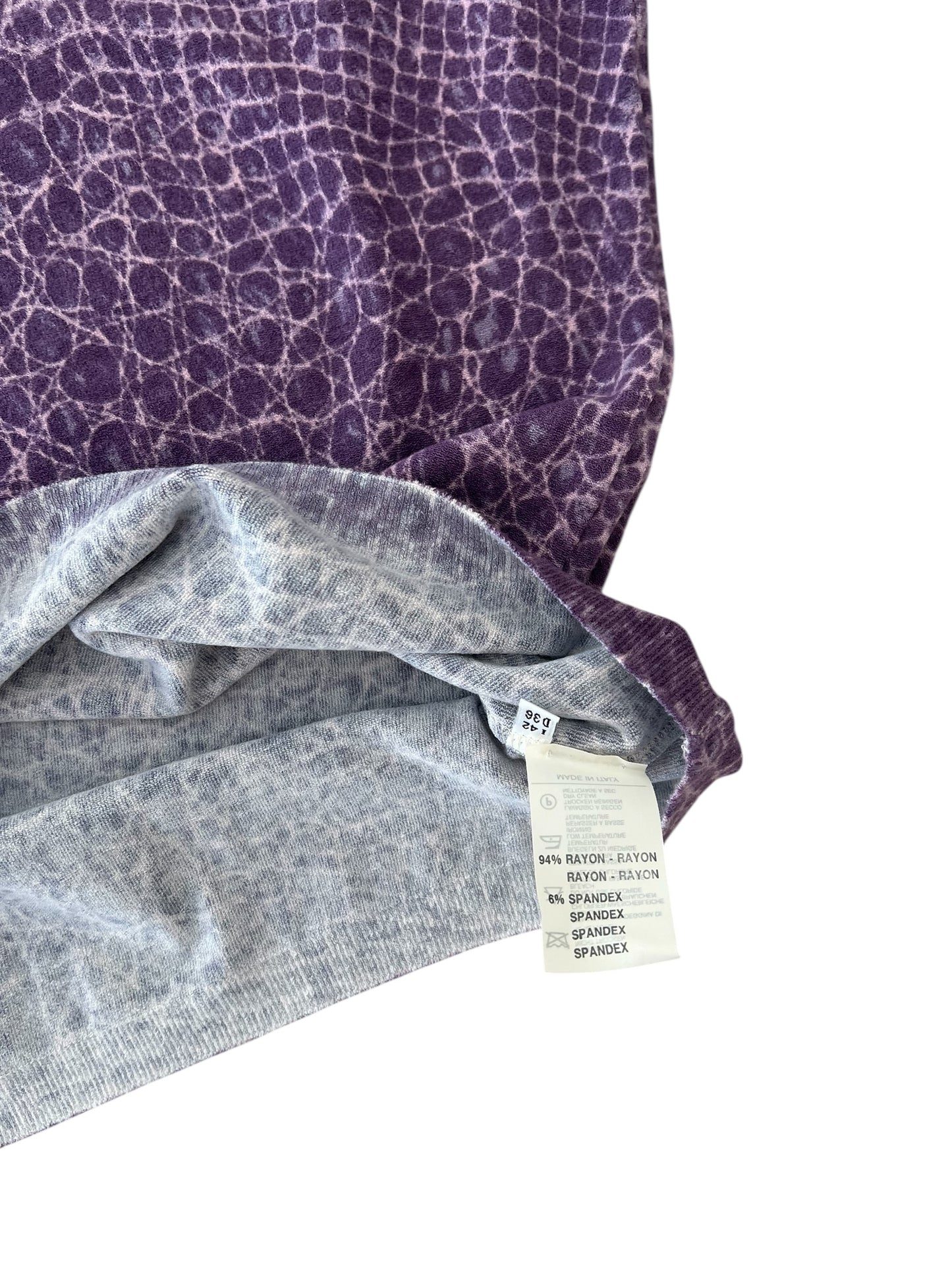 Blumarine vintage  Knit Top – Purple Croc Print Turtleneck