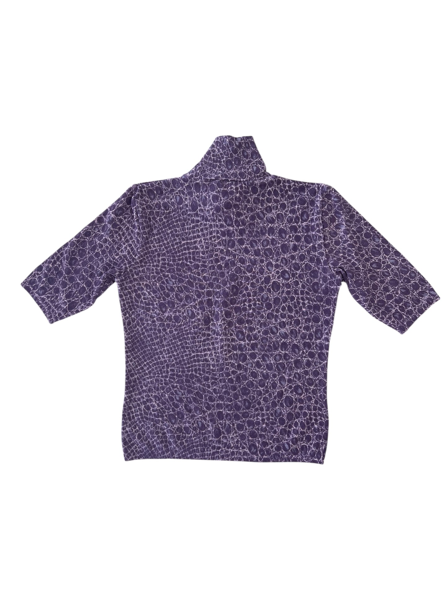 Blumarine vintage  Knit Top – Purple Croc Print Turtleneck