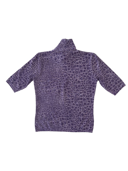 Blumarine vintage  Knit Top – Purple Croc Print Turtleneck