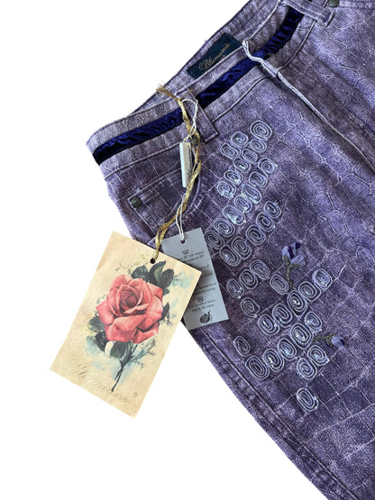 Blumarine Vintage Crocodile Print Two Piece Set – Y2K Embellished Top & Pants – Made in Italy