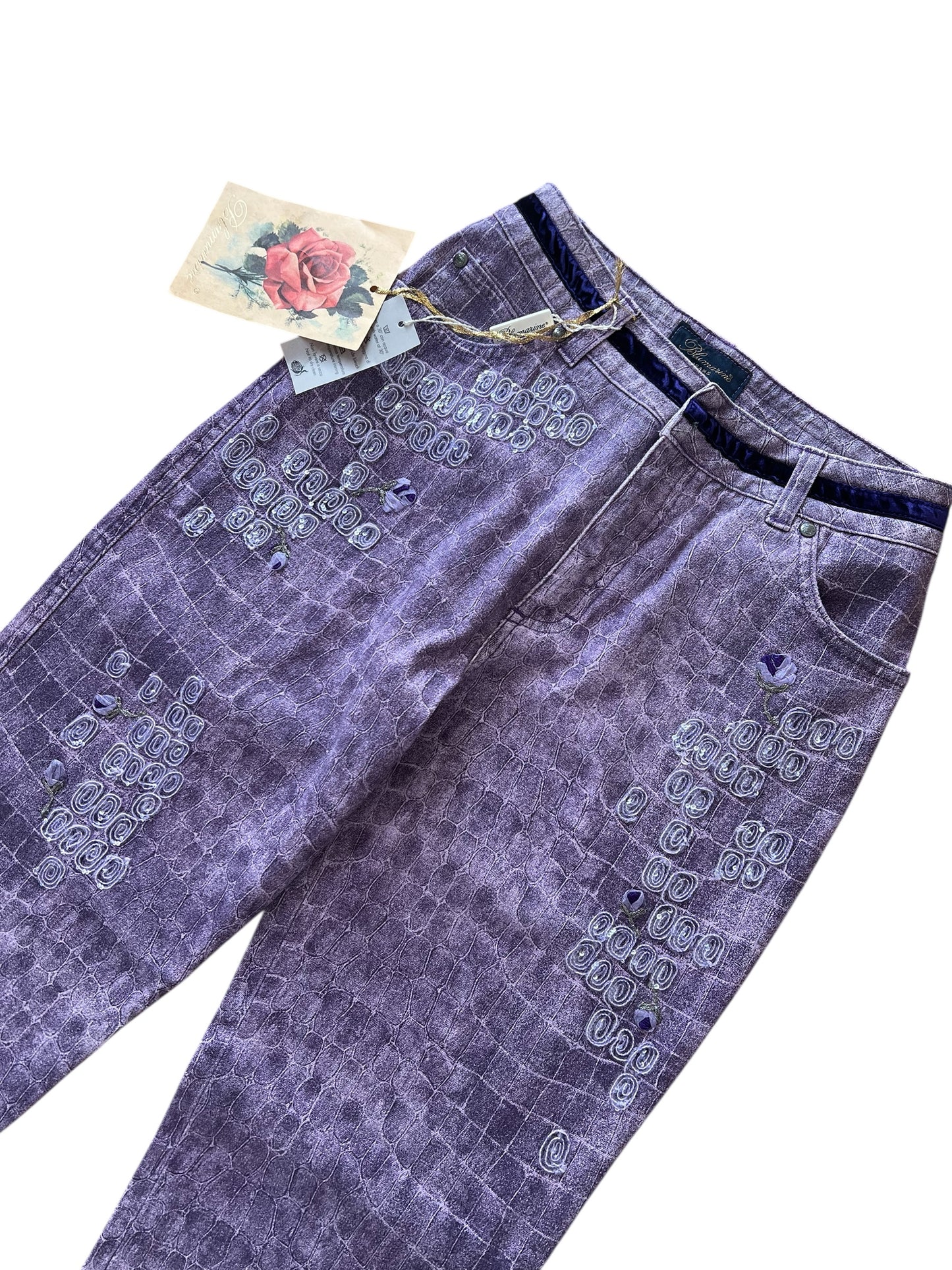 Blumarine Vintage Crocodile Print Two Piece Set – Y2K Embellished Top & Pants – Made in Italy