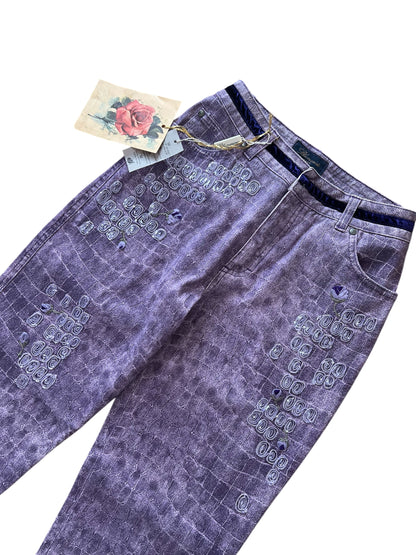 Blumarine Vintage Crocodile Print Two Piece Set – Y2K Embellished Top & Pants – Made in Italy