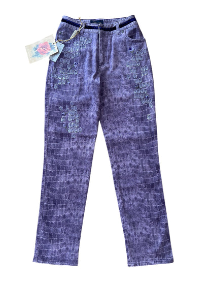 Blumarine Vintage Crocodile Print Two Piece Set – Y2K Embellished Top & Pants – Made in Italy