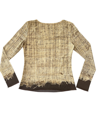 Roberto Cavalli Vintage Printed Long Sleeve Top trompe-l’œil / distressed fabric