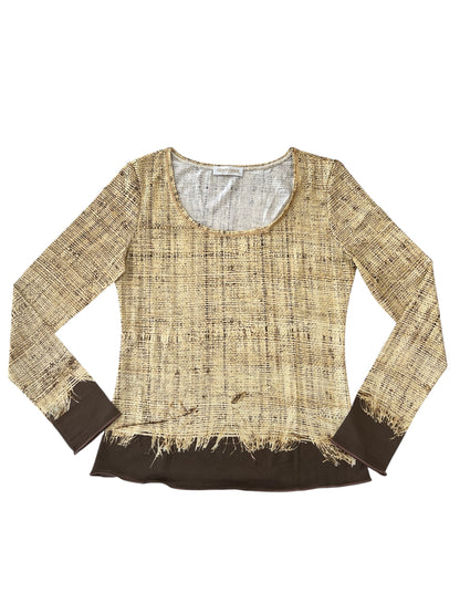 Roberto Cavalli Vintage Printed Long Sleeve Top trompe-l’œil / distressed fabric