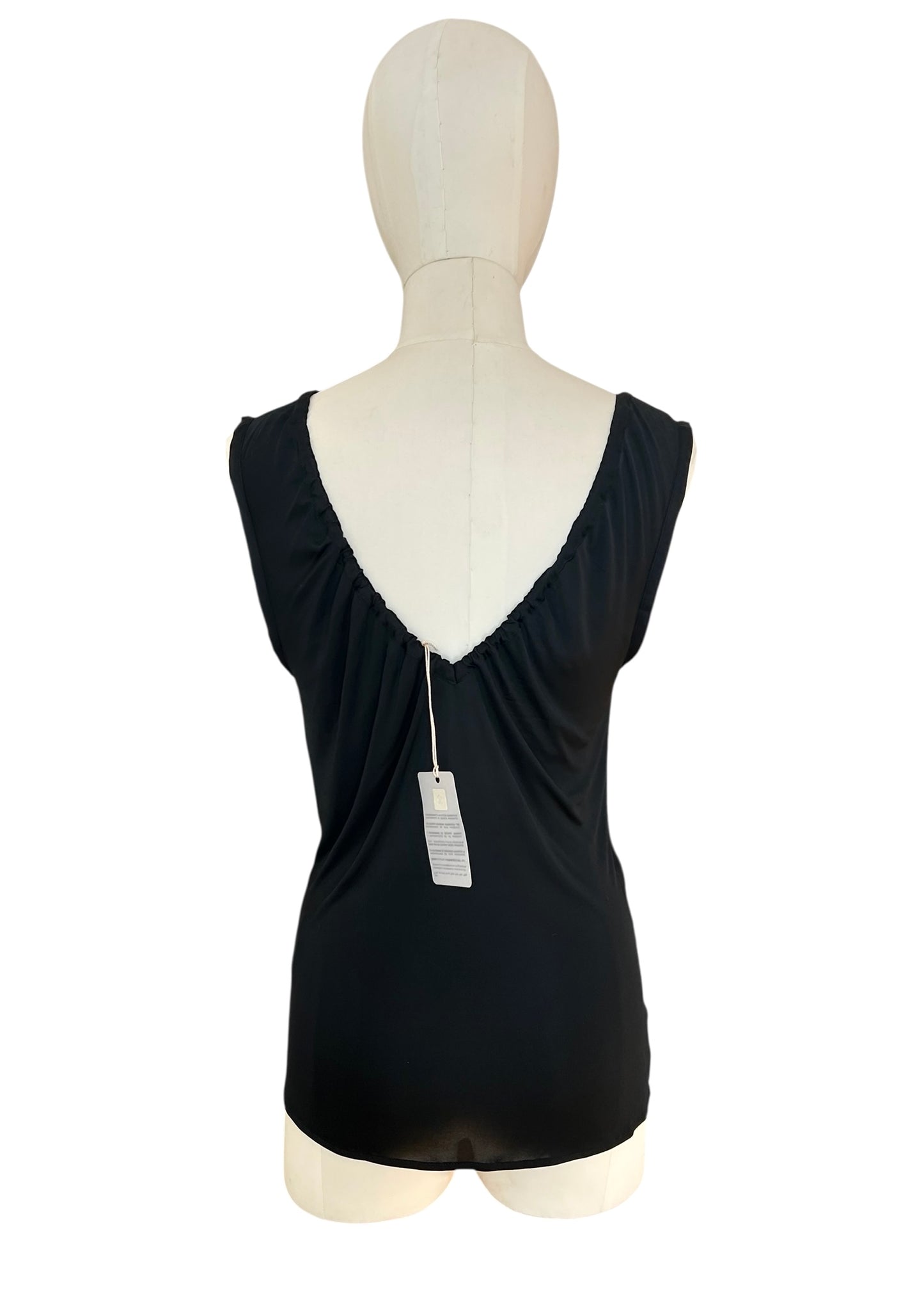 Roberto Cavalli Vintage Black Ruched Tank Top – Adjustable Drawstring Y2K Designer Top