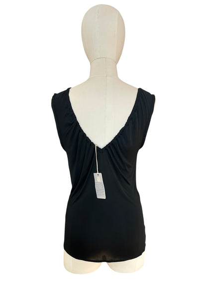 Roberto Cavalli Vintage Black Ruched Tank Top – Adjustable Drawstring Y2K Designer Top