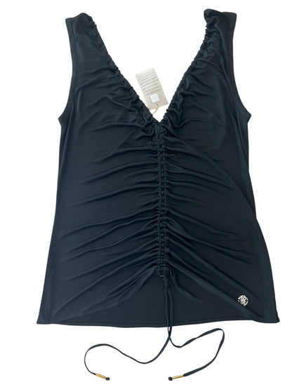 Roberto Cavalli Vintage Black Ruched Tank Top – Adjustable Drawstring Y2K Designer Top