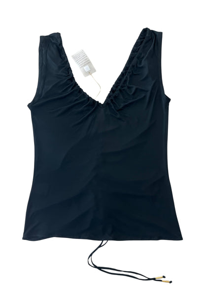 Roberto Cavalli Vintage Black Ruched Tank Top – Adjustable Drawstring Y2K Designer Top
