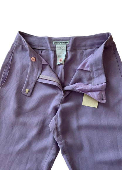 Emporio Armani  Vintage Lavender Wide Leg Trousers | Italian Tailored Pants