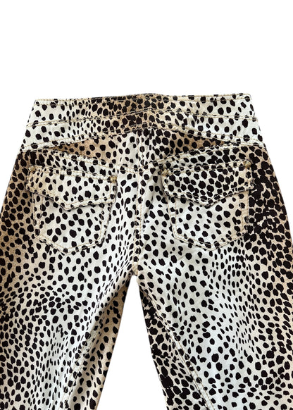 Roberto Cavalli Leopard Print Cropped Pants with RC Jewel Belt Buckle | Y2K Designer Animal Print Trousers