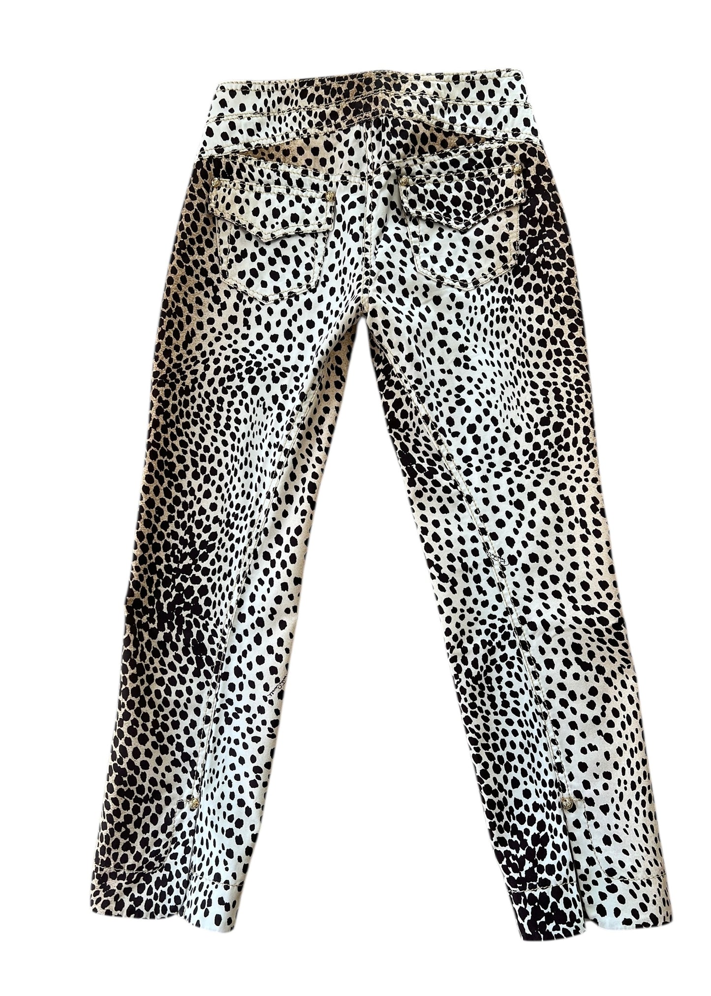 Roberto Cavalli Leopard Print Cropped Pants with RC Jewel Belt Buckle | Y2K Designer Animal Print Trousers