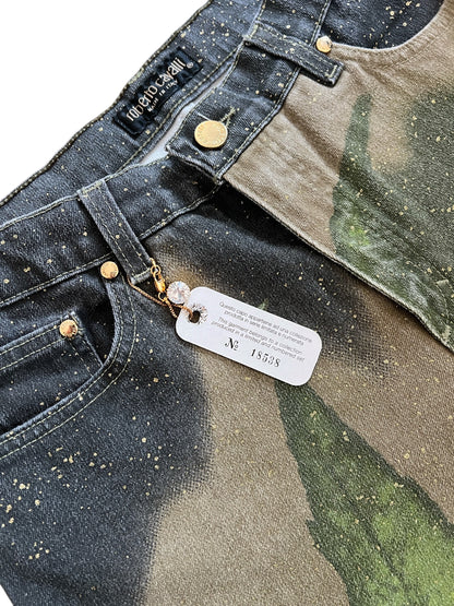 Roberto Cavall igreen  leaf printed pants