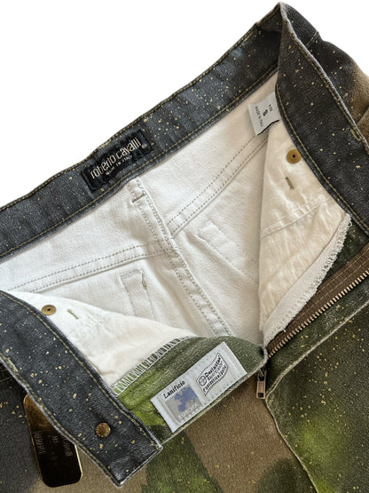 Roberto Cavall igreen  leaf printed pants