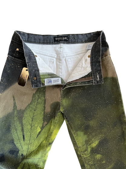 Roberto Cavall igreen  leaf printed pants