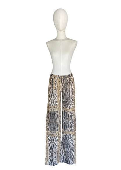 Roberto Cavalli Animal Print Chain Set | Archive Y2K Top & Jeans Co-Ord
