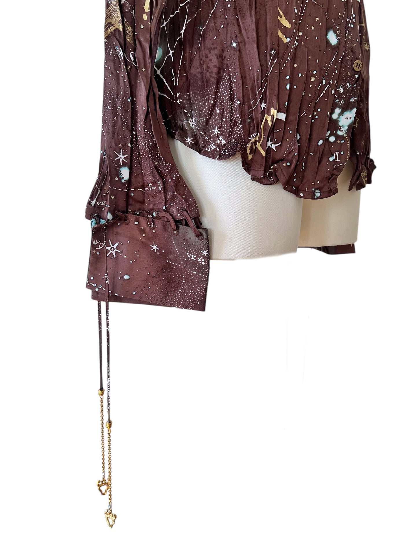 Roberto Cavalli brown silk crinckle shirt