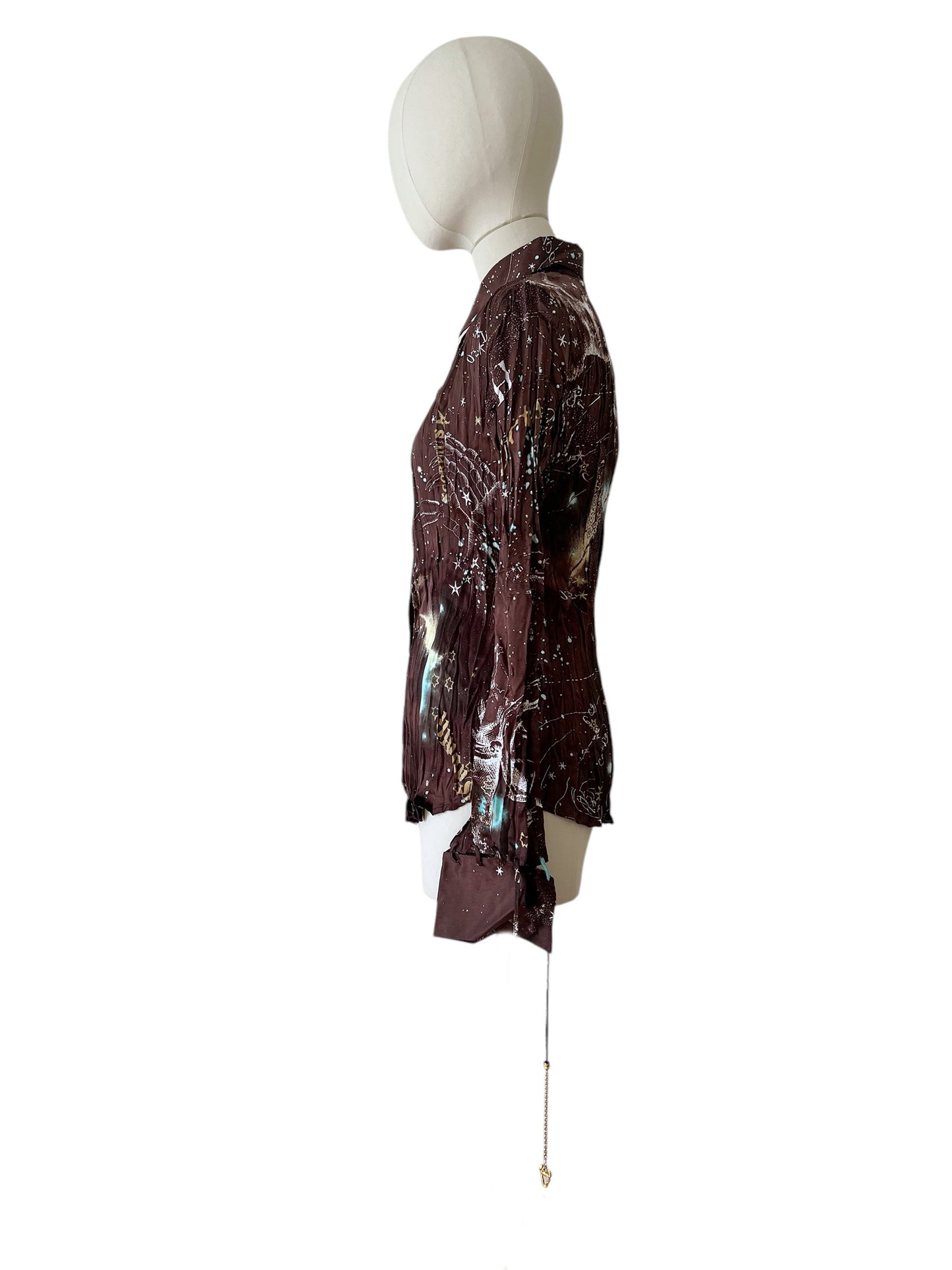 Roberto Cavalli brown silk crinckle shirt