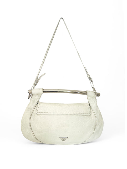 Prada borsa in pelle beige crema