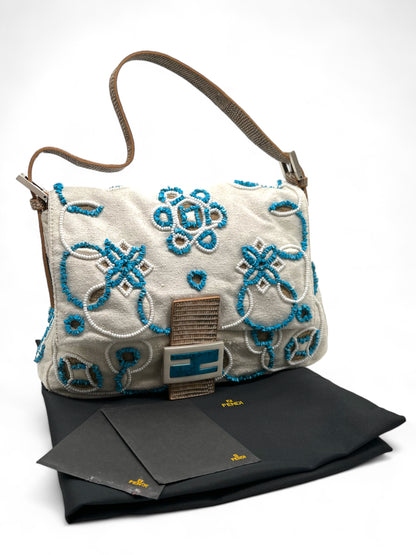 Fendi mamma baguette white/turquoise