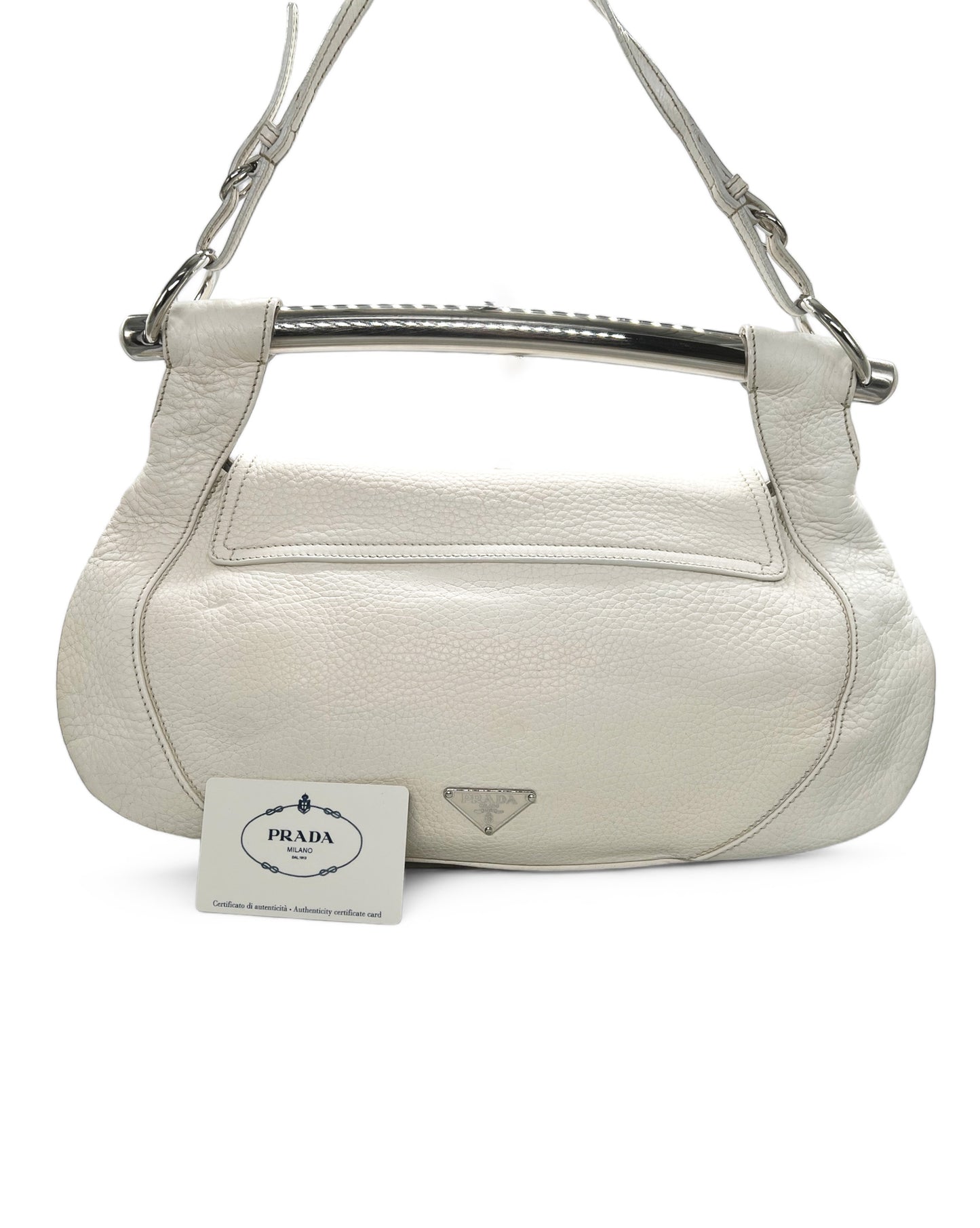 Prada creamy beige leather bag