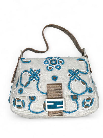 Fendi mamma baguette white/turquoise