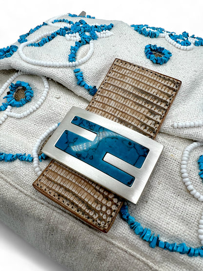 Fendi mamma baguette white/turquoise